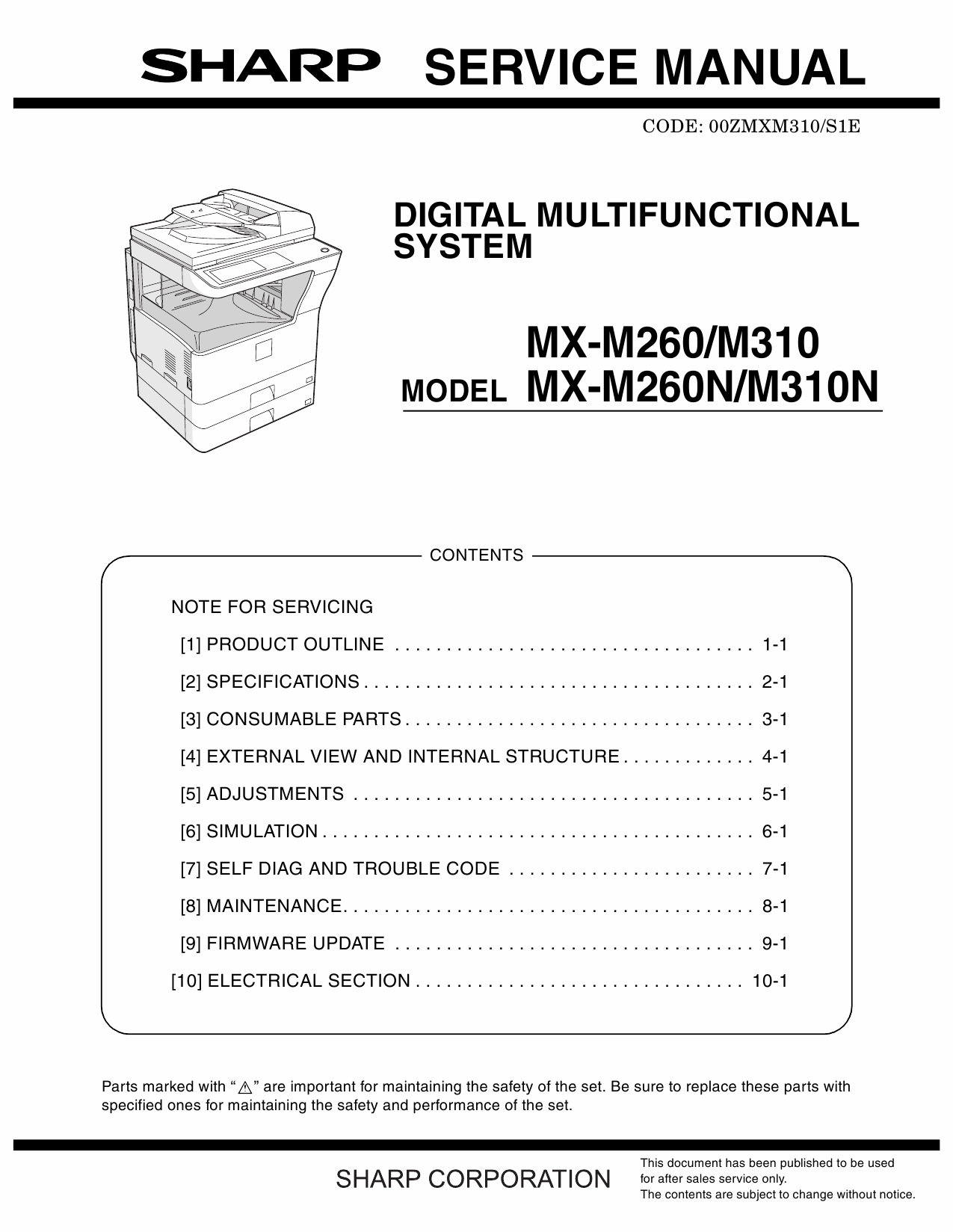 SHARP MX M260 M310 N Service Manual-1